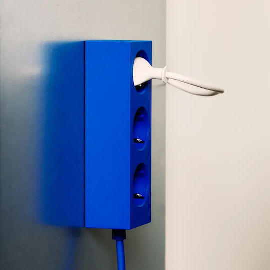 Pedestal Steckdosenleiste 3 Anschlüsse mit Kabel 2m Blau