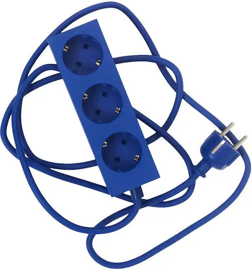 Pedestal Steckdosenleiste 3 Anschlüsse mit Kabel 2m Blau