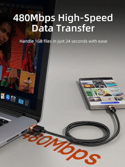 Cabletime USB 2.0 Cable USB-C male - USB-A Μαύρο 1m