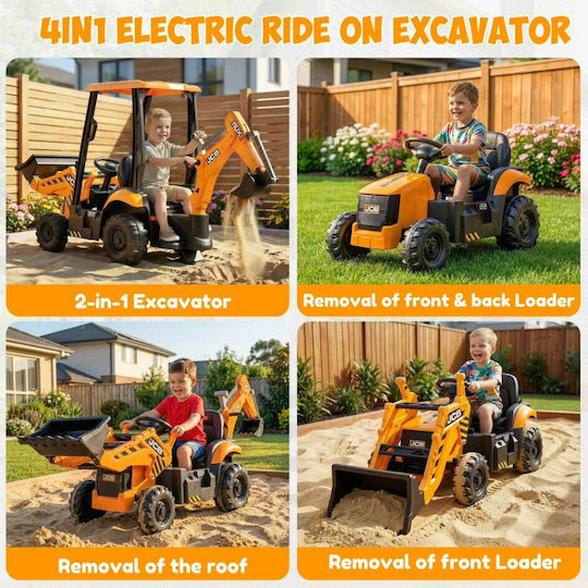 JCB Excavator Cu Un Loc cu Telecomandă Licențiat 12 Volți Galben pentru 3+ Ani