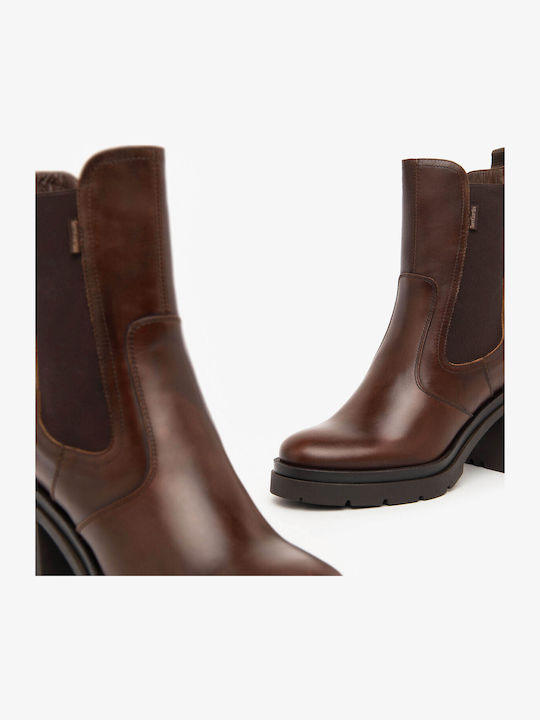 Leder Damen Chelsea-Stiefel Beige