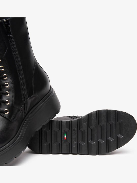 Leder Damen Stiefeletten Ankle Boots Schwarz