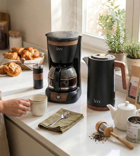 Izzy C108S Filter Coffee Machine 950W Wooden Black