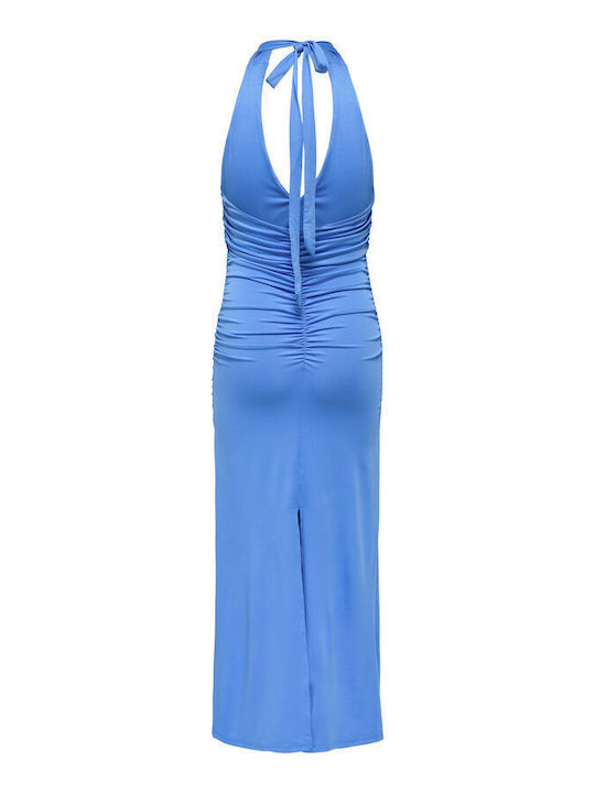 Summer Maxi Evening Dress Open Back Blue