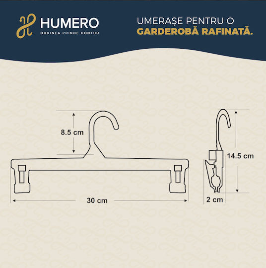 UnicUtil Cremasteră de Dulap pentru Pantaloni din Plastic Alb UUUM66