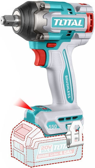 Total Brushless Μπουλονόκλειδο Μπαταρίας 20V 2x4Ah με Υποδοχή 1/2"