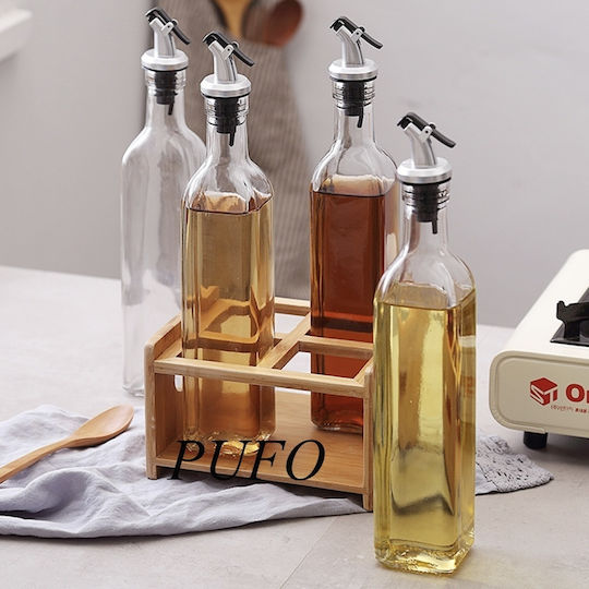Pufo Öl- und Essigspender-Set aus Glas mit Fluss 400ml