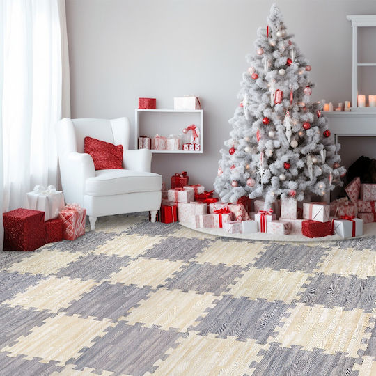 Puzzle De Podea Pentru Copii Din Spumă Cu Aspect De Lemn H132_Gri
