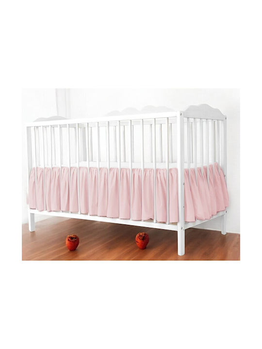 Saltea Cu Volane Pentru Leagăn Miminu 120x60 Cm Din Bumbac Certificat Oeko Tex Standard 100 Colecția Royal Roz Pudrat