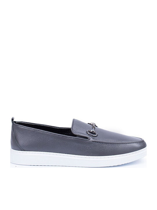 Leder Herren Mokassins in Grau Farbe