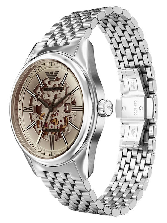 Emporio Armani Men's Watch 43mm Automatic with Silver Metal Bracelet