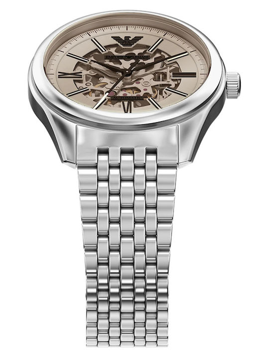Emporio Armani Men's Watch 43mm Automatic with Silver Metal Bracelet