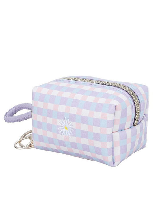 Tri-Coastal Mini Leather Plaid Toiletry Bag