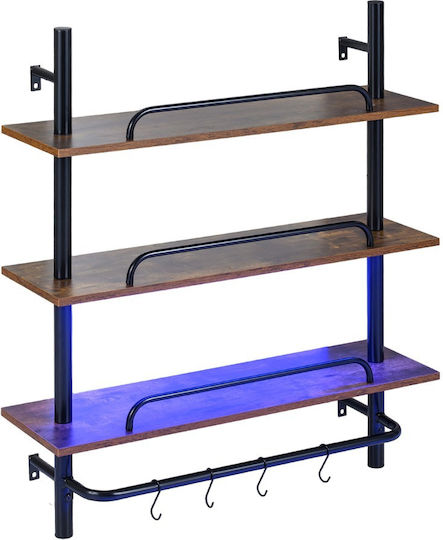 Wall Shelf with LED Brown 80.5x24x97cm