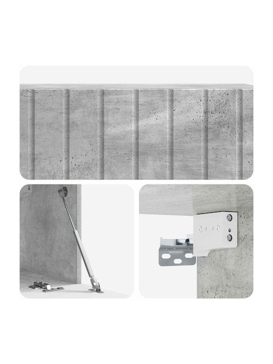Wand Wohnzimmer Vitrine aus Spanplatte Grau 98x31x30cm