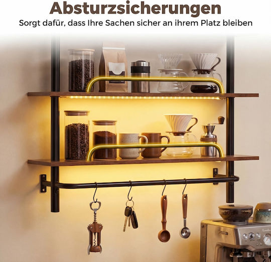 Wall Shelf with LED Brown 80.5x24x97cm