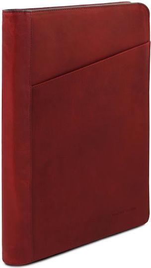 Leather Document Briefcase Augusto Red