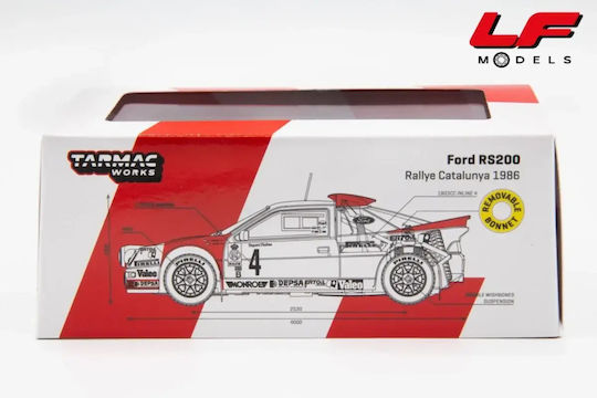 Model Mașină Ford Rs200 #4 Antonio Zanini Josep Autet Raliul Cataloniei 1986 Scara 1:64 Tarmac Works