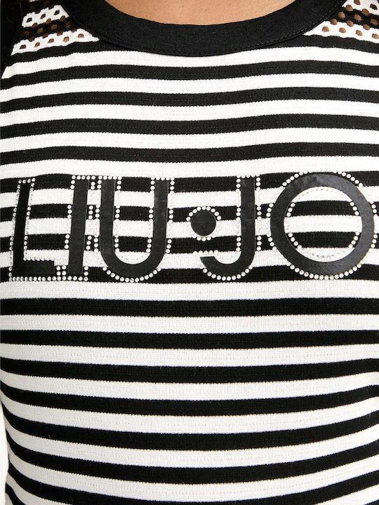 Women's Sleeveless Striped Black Blouse