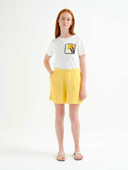 Γυναικείο T-shirt Floral Εκρού