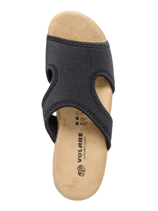 Damen Anatomische Flache Sandalen Schwarz