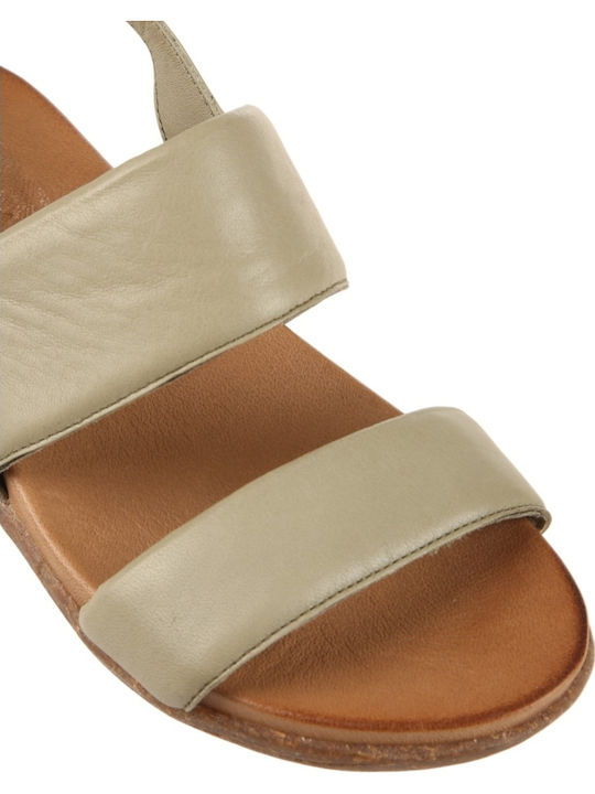 Leather Women's Flat Sandals Green