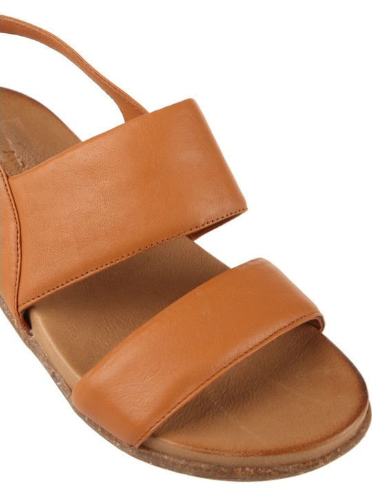Leather Women's Flat Sandals Brown