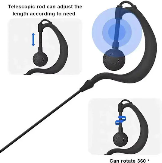 Professional Long Spiral Handsfree Micro Earpiece Ptt Lapel 2 Pin Two-Way Radios Transceivers Baofeng-original 8pcs Tc-406