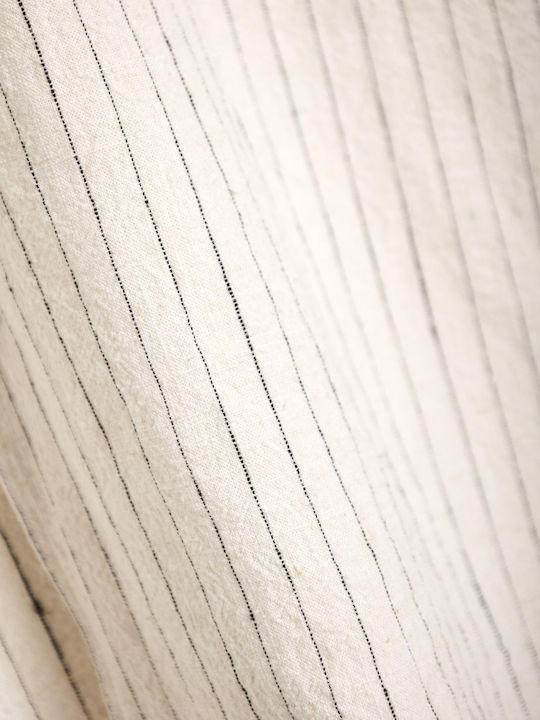 Short Sleeve Linen Shirt Striped White