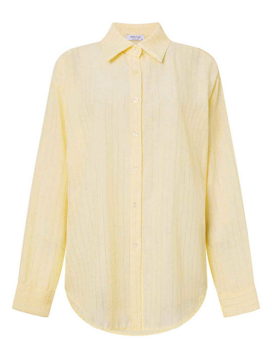 Celestino Damenhemden Mit Metallic Streifen Loose Fit Gelb