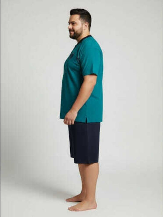 Rimoli Plus Size Καλοκαιρινή Ανδρική Πιτζάμα Πετρόλ