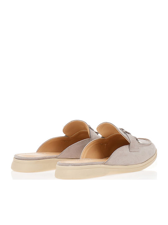 Flat Suede Mules σε Γκρι Χρώμα
