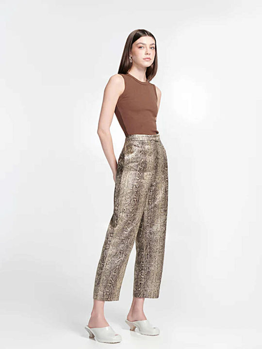 Damen Pantoletten mit Niedrigem Absatz in Beige Farbe
