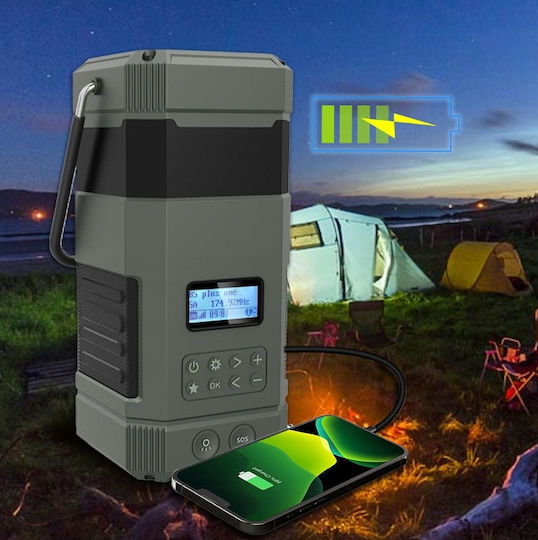 Camping Lantern Φανάρι Led Ηλιακό για Camping Αδιάβροχο με Φακό & Powerbank Πράσινο