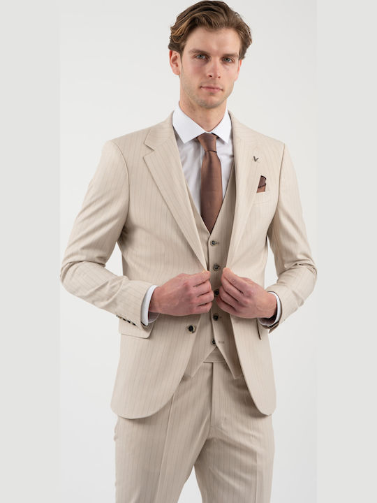 Men's Suit with Slim Fit Beige