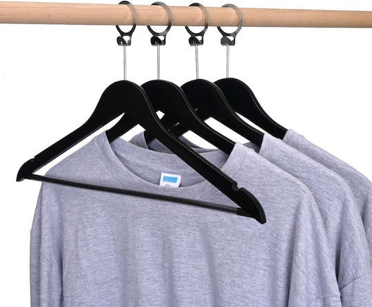 Set 20 Bucăți Cârlige Antifurt Negre Din Lemn Pentru Hotel Ideal Pentru Pantaloni Cămăși Bluze Pantaloni Tricouri Rochii