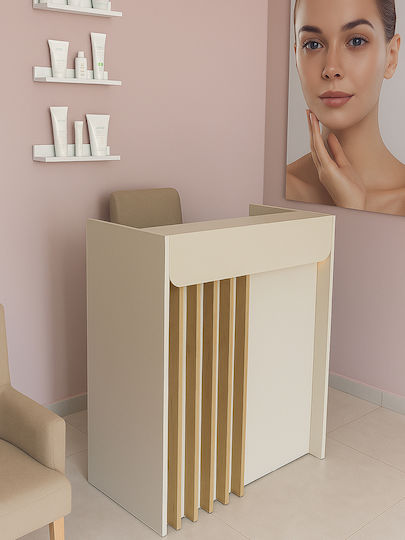 Birou Recepție Karibu Din Pal Melaminat Finisaj Nisip Iluminare Led – Modern Sofisticat 90 X 40 X 110.3 Cm Uuorg73
