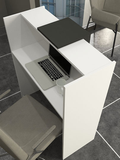 Hola Birou Recepție Realizat Din PAL Melaminat Alb-Antracit – Design Modern Profesional Pentru Zone De Recepție 93.6 X 40 X 110.3 Cm Uuorg68