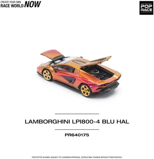 Lamborghini Countach LP 800-4 Blue Car Model Scale 1:64 Pop Race PR640175
