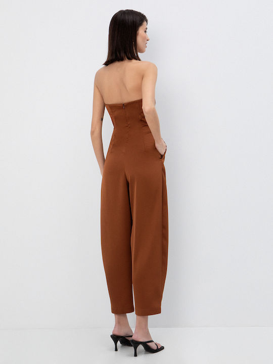 Women's Off-Shoulder Brown Jumpsuit