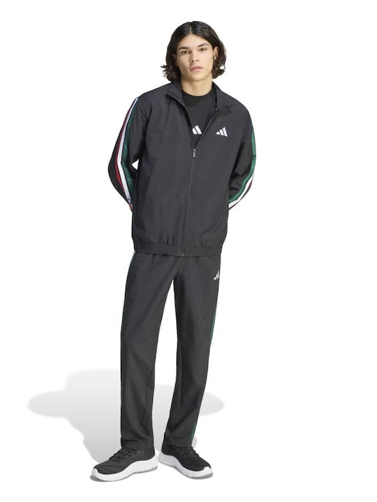 Essentials 3-stripes Мъжко Спортно Горнище с Цип Черно