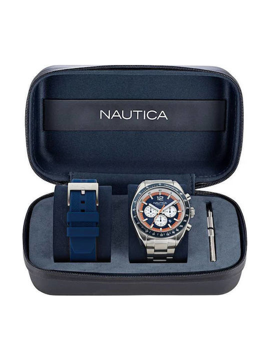 Nautica Ανδρικό Ρολόι Μπαταρίας με Μπλε Καουτσούκ Λουράκι