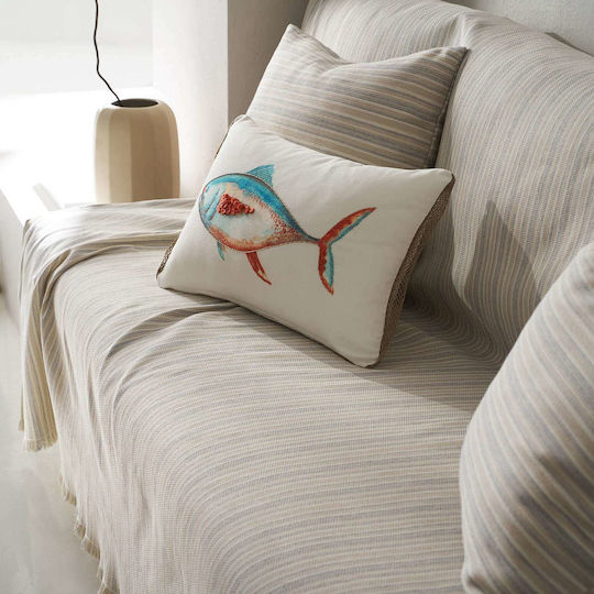 Gofis Home Nymeria Ριχτάρι Τετραθέσιου Καναπέ Ζακάρ 180x350εκ. Γκρι
