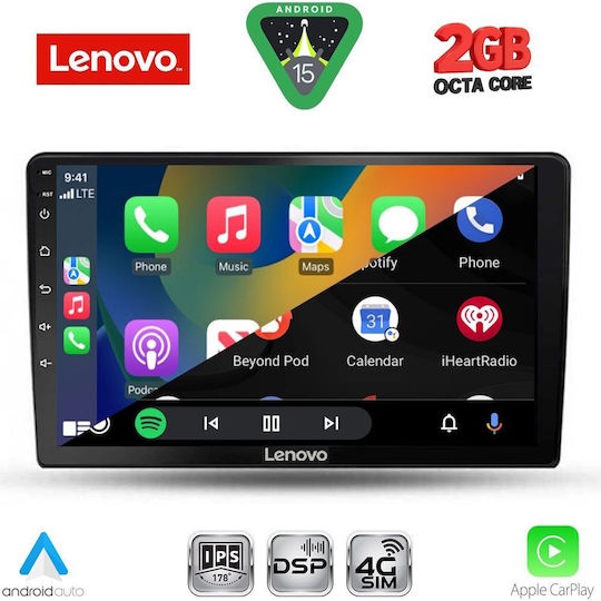 Lenovo Автомобилна Аудио Система за Kia Sportage 2004-2010 с Клима+Климатик (Bluetooth/USB/Вграден Wi-Fi/GPS/Apple CarPlay/Android Auto) с Touch Screen 9"