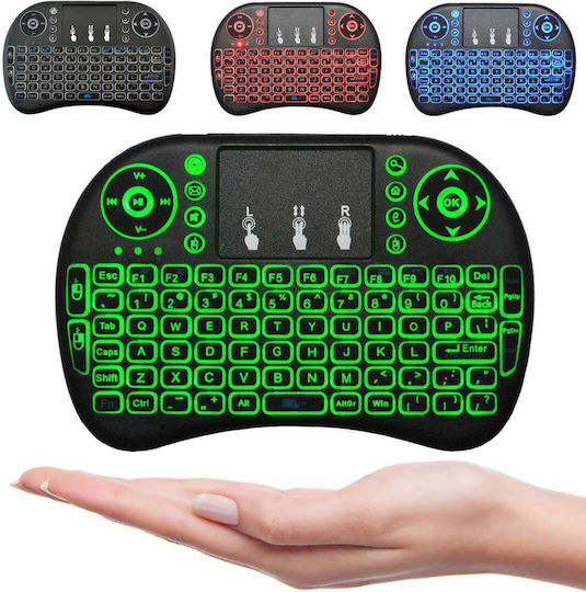 I8 Backlit Wireless Keyboard with Touchpad English US