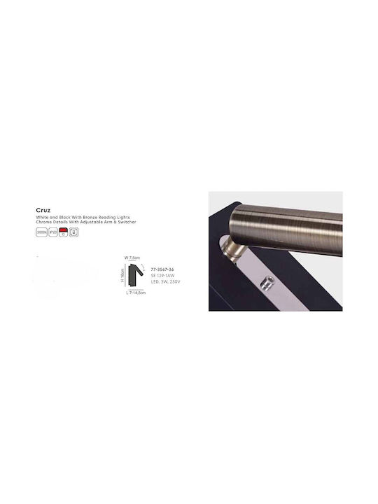 Home Lighting Vintage Lamp Wall with Integrated LED and Warm White Light Black 7.5x14.5x7.5cm