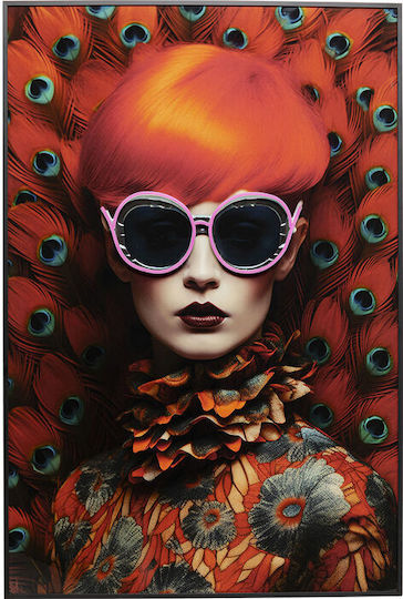 Canvas Painting Red Lady with LED Lighting 80x120cm