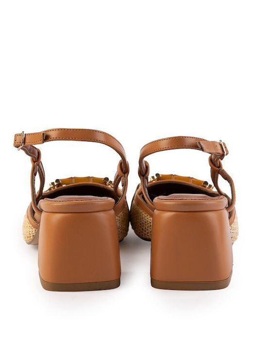 Women's Ballerina Shoes Slingback In Tabac Brown Colour