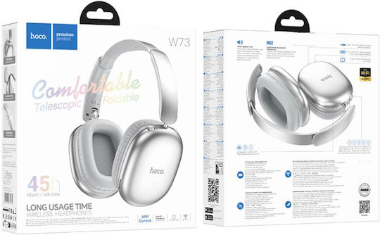 Hoco W73 Graceful Wireless / Wired Over Ear Headphones with 45 Hours Playing Time Silver