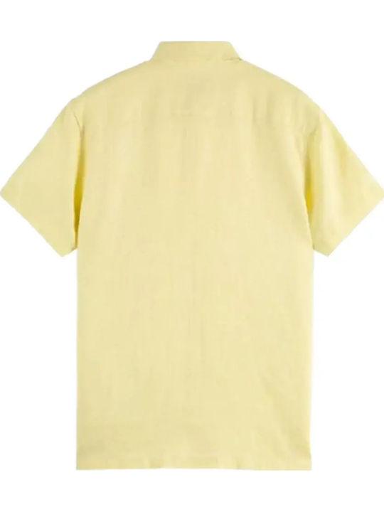 Seasonal Core Short Sleeve Linen Shirt in Regular Fit Yellow